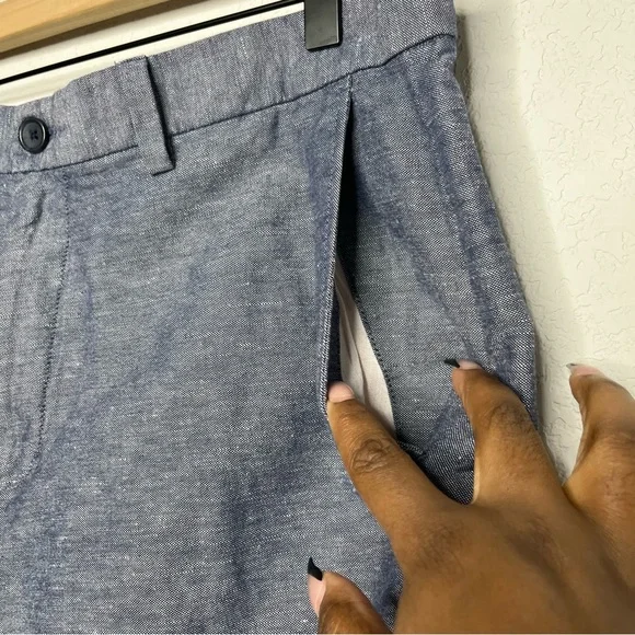 Banana Republic Men Pants 33x30 Aden Chino Blue Cross Dye Linen Cotton - Picture 7 of 9